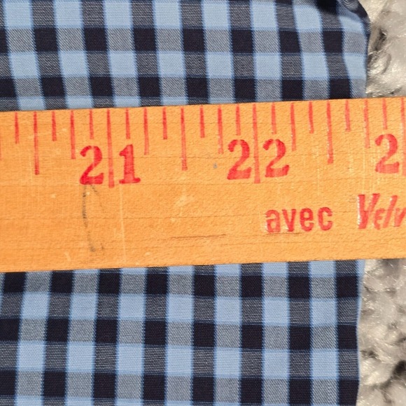 Eton Men Gingham Plaid Dress Shirt Size‎ Large Blue Business Office Workwear - Picture 10 of 14